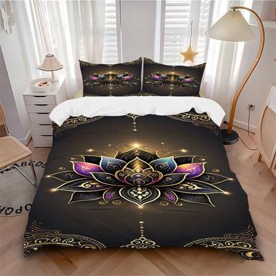 3pcs Lotus Mandala Bedding Set. Soft and Comfortable with No Core Included (1x Duvet Cover + 2x Pillow Covers) Yy251009261