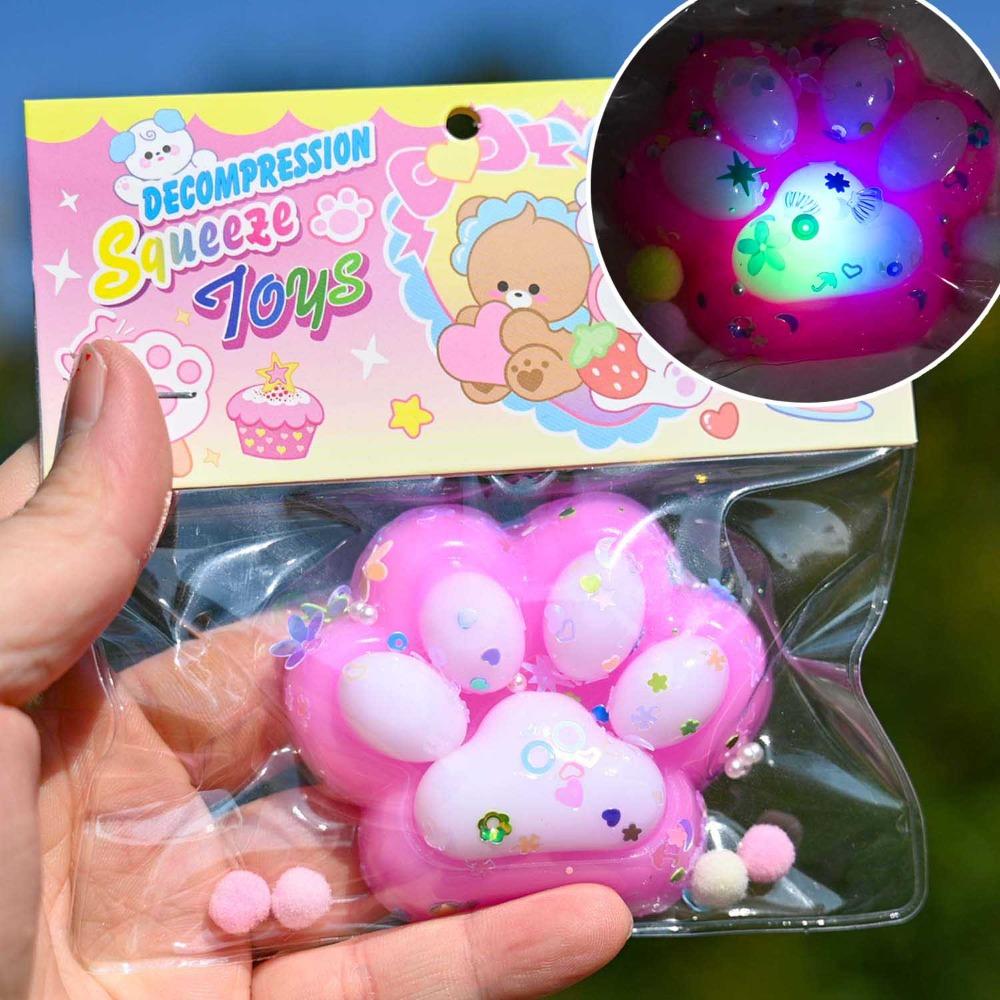 

Cute Mini Cat Paw Glowing Squeeze Toy Slow Rebound Soft Stress Relief Toy Kids Gift TPR Decompression Toy