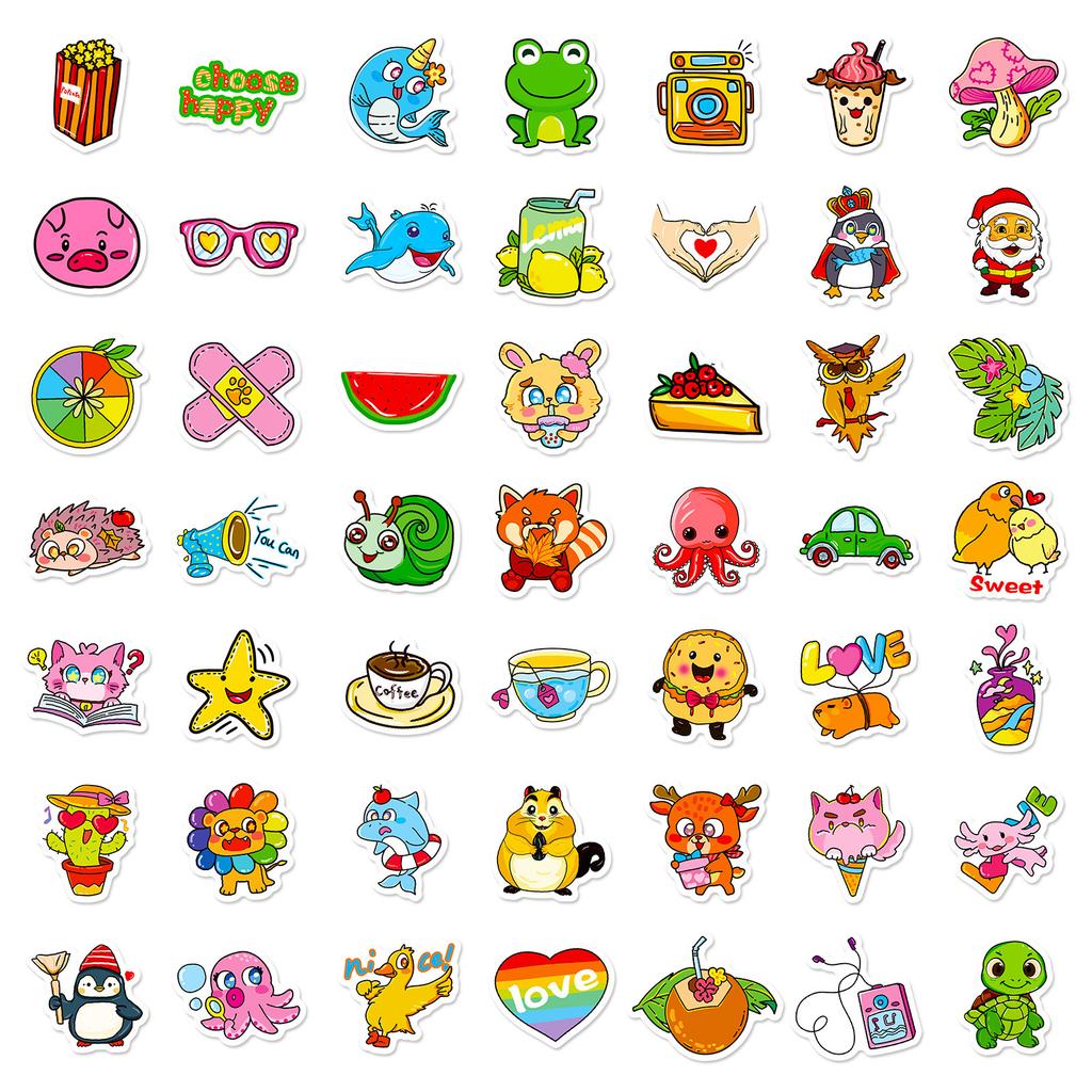 100 Pieces Small Size Non-Repeating Ins Wind Small Fresh Sticker Frog Penguin Diy Handbook Decorative Suitcase