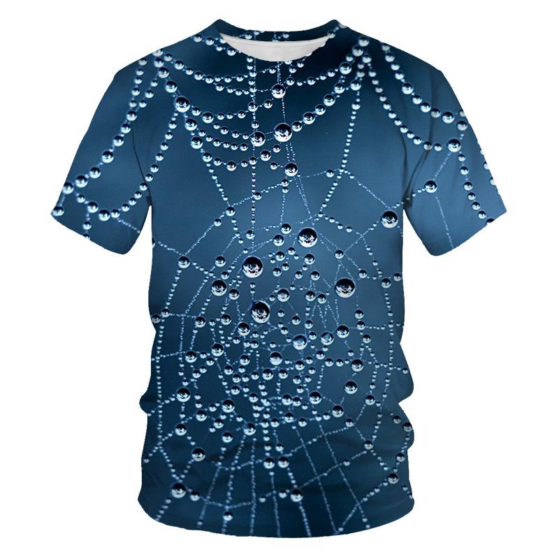 Tricouri cu mânecă scurtă Primăvara Vară Bărbați Blocuri de gheață cu apă Imprimare digitală 3D Gât rotund Tricou de bază pentru bărbați, cu corp largi