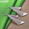 925 Sterling Silver Simple Frosted Geometric Triangle Pendant Earrings - Fashion Banquet Jewelry