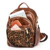 Vintage Rucksack mit Leopardenmuster Weiches Leder Damen Rucksack mit großer Kapazität