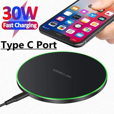 Chargeur sans fil Qi rapide 30W, pour iPhone 13 12 11 X Pro Max, Samsung Galaxy S21 S20 S10 S9 S8 Xiaomi