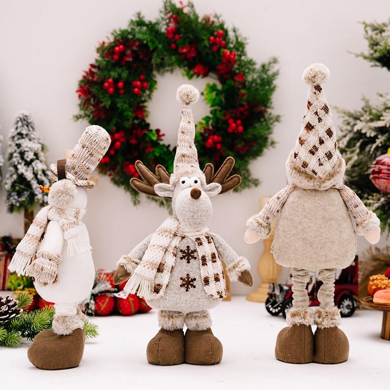Joyful Doll Stretchable Decoration With Snowman Reindeer And Elderly Characters Perfect For Christmas Atmosphere