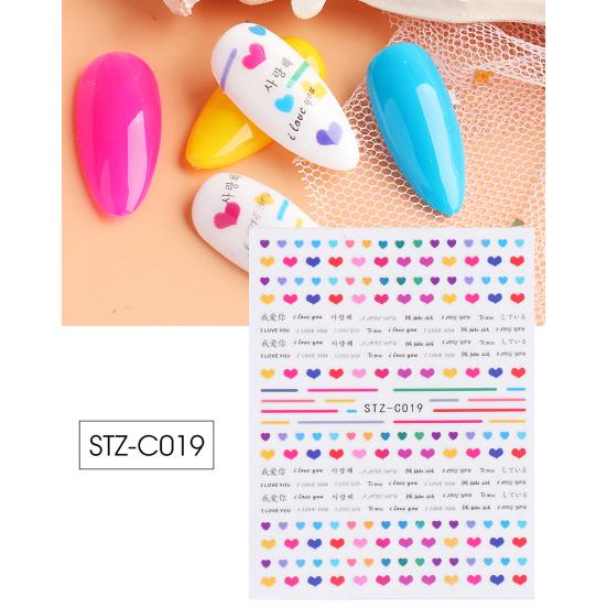 Nail Art Sticker Lovely Cute PET Valentine Heart Shaped Nail Art Tips Decoration for Couple