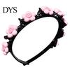 Decoratieve Hoofdbanden voor Vlechten Bloemenhoofdband Meisjes, Schattig Gevlochten met Mini Haarclips, Antislip Creatieve Accessoires Feestdagen Dubbele Laag