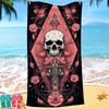 Pink Skull Collection Digital-printed Polyester Superfine Fiber Double-sided Fleece Beach Vacation Bath Towel, Beach Towel