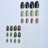 24Pcs Almond Shaped Floral Painted Press On Nails Full Coverage Removable False Nail Tips For Women Daily Wear