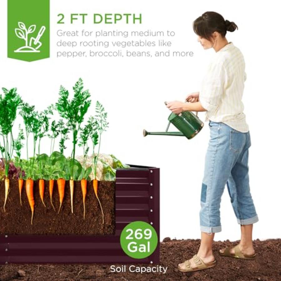 6x3x2ft Outdoor Metal Raised Garden Bed Deep Root Box Planter for Vegetables Flowers Herbs 269 Gallon Ccity 100 Non Toxic Mater
