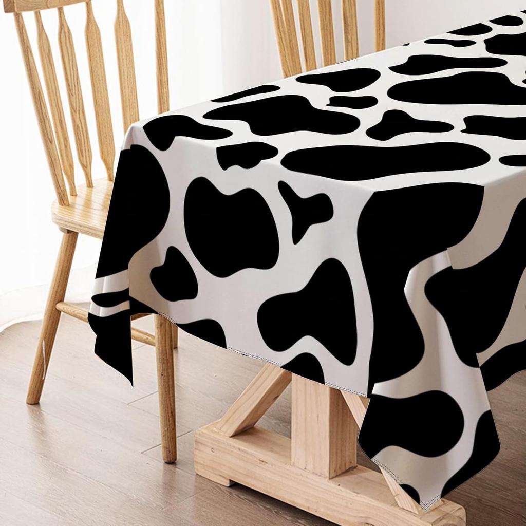 Farm Animal Cow Print Rectangle Waterproof Tablecloth Holiday Party Decorations Farmhouse Kitchen Dining Tablecloth Party Decor