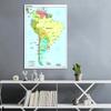 Politická mapa Jižní Ameriky Nástěnný plakát pro výzdobu kanceláře a třídy, Vzdělávací zeměpisná mapa Canvas Print, Detailní mapa kontinentu