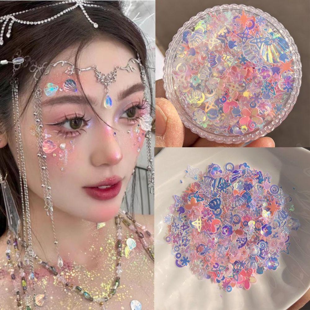Plastic Mermaid Flake Glitter Auroral Coloration Shell Sequins DIY Tools Glitter Powder  Makeup