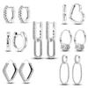 925 Silver Minimalist Pave U Shape Hoop Earrings Fit For Women Workplace Wedding Engagement Birthday Gift