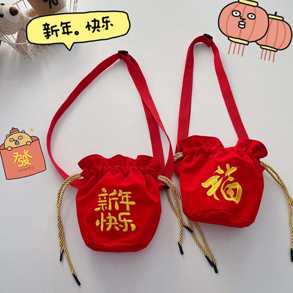Red Canvas Coin Purse Wallet Lucky Wallet Gift New Year Coin Purse  Chinese New Year