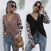 Woman Clothing Fashion Casual Tops Shirts Fashionable and Casual Temperament Autumn Women's Long Sleeve Loose Black Leopard Patchwork Knit Sweater