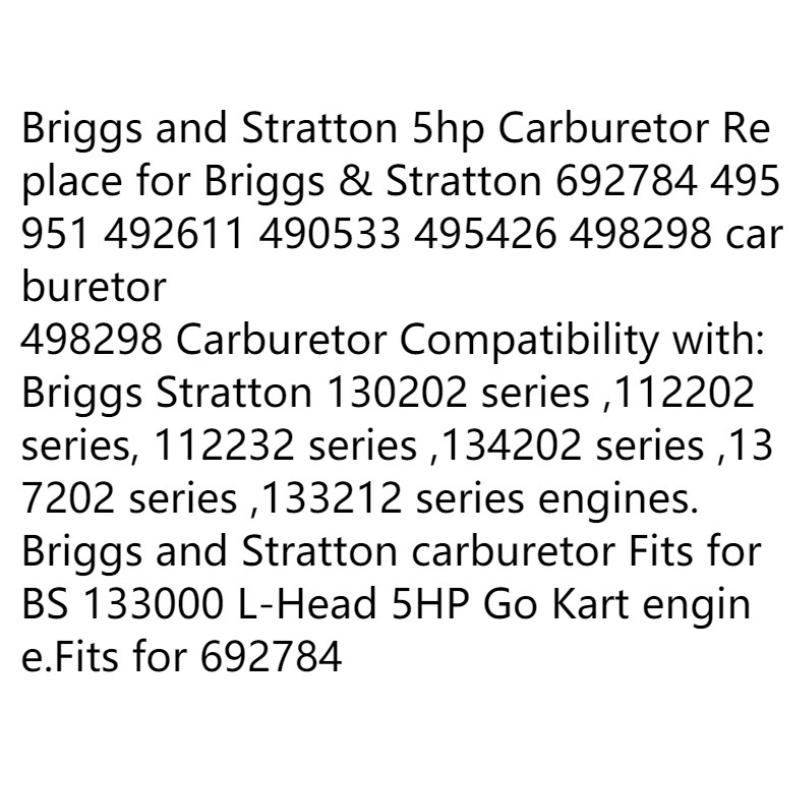 Suitable for Briggs&Stratton Carburetor 135292 133237 133252 133292 135212