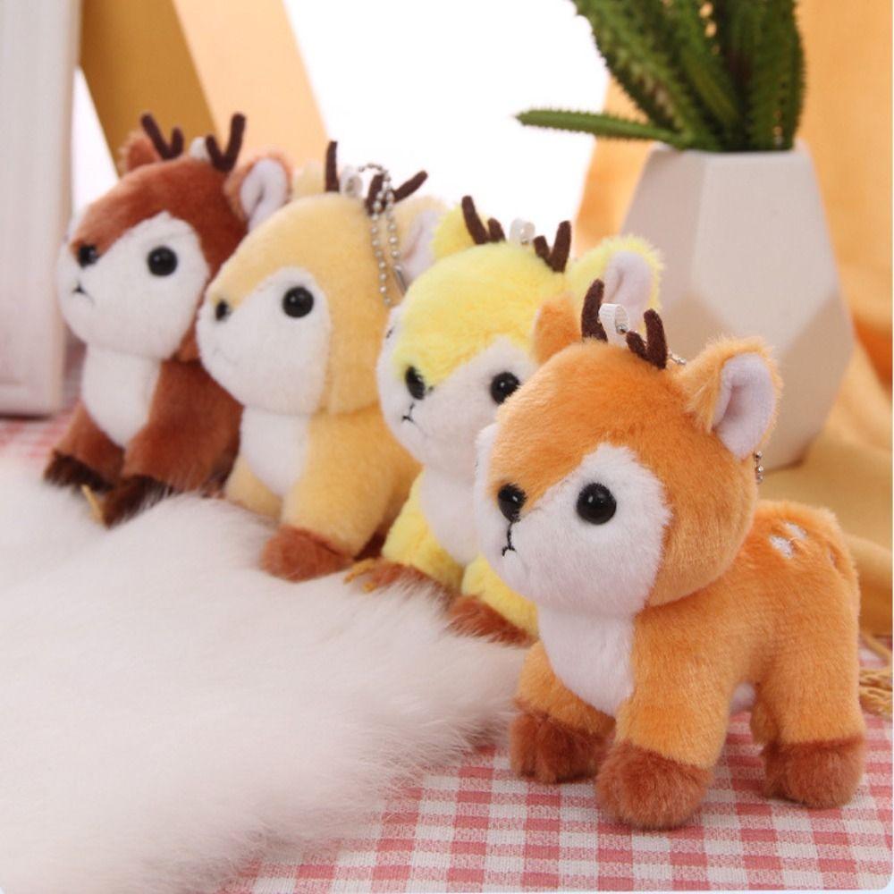 Key Ring Pendant Stuffed Deer Keychain Fawn Keychain Fluffy Elk Doll  Christmas Gifts