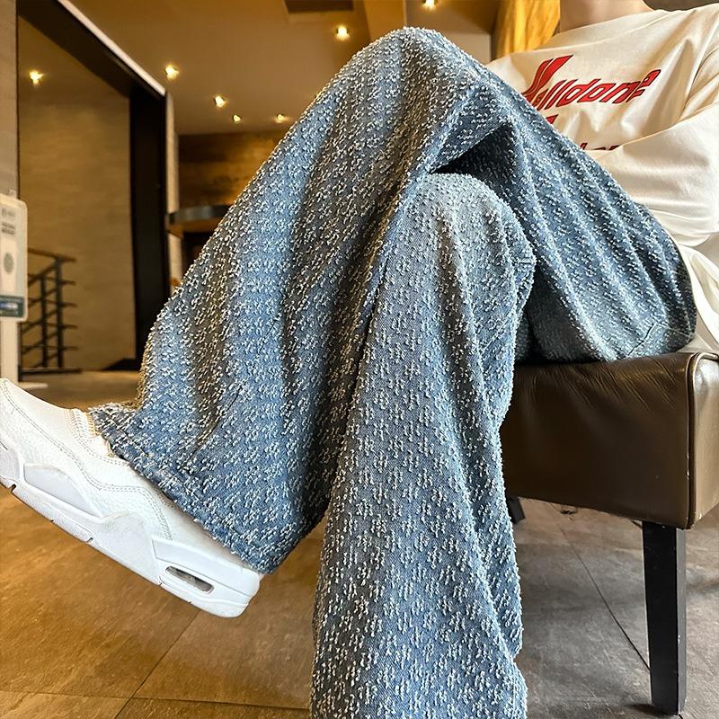 Nuovi Jeans da Uomo Stile Americano Retrò con Motivo a Stelle, Vestibilità Larga Dritta, per Primavera e Autunno