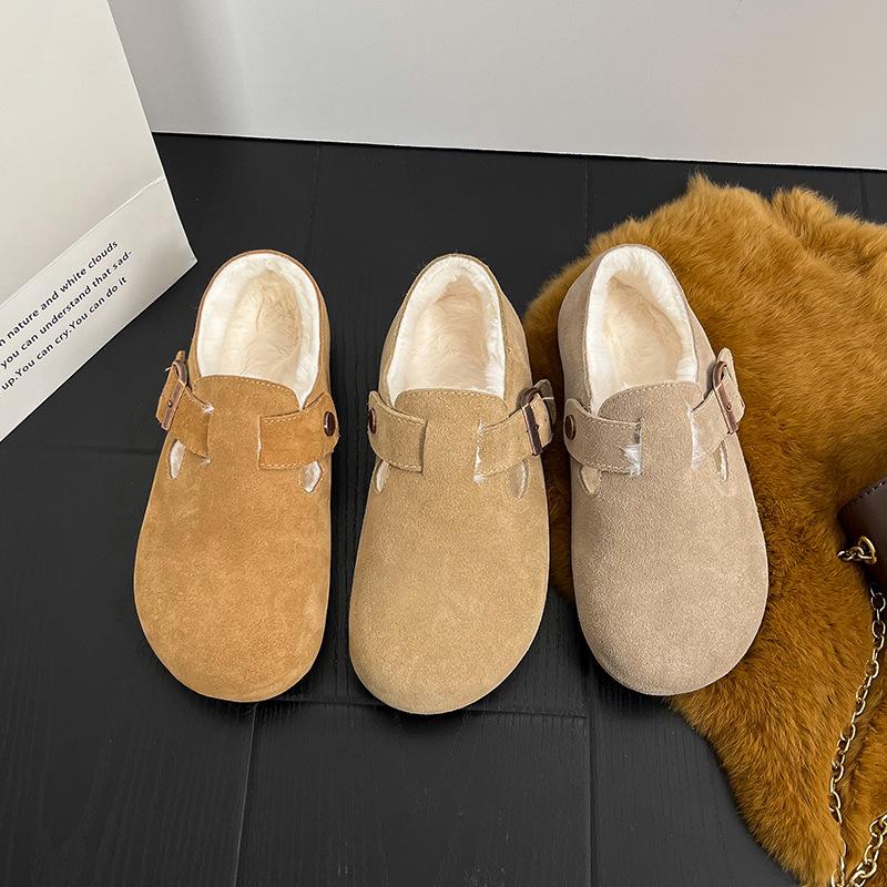 Frosted Soft Leather Single Shoes Women's Flat Bottom New Retro Literature and Art Students with Big Head and Velvet On One Foot