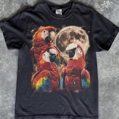 Macaw Parrots Moon T-Shirt, Tropical Bird Nature Lover Tee