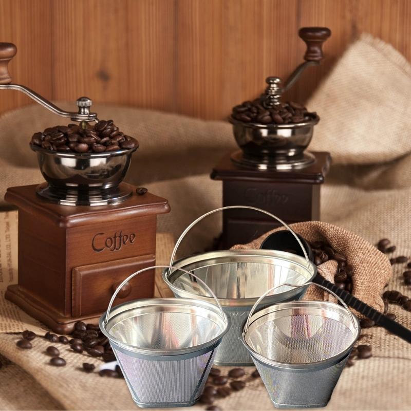 Practical Stainless Steel Coffee Filter Cone Shape With Fine Mesh For Coffee Maker Espresso Machine Accessories