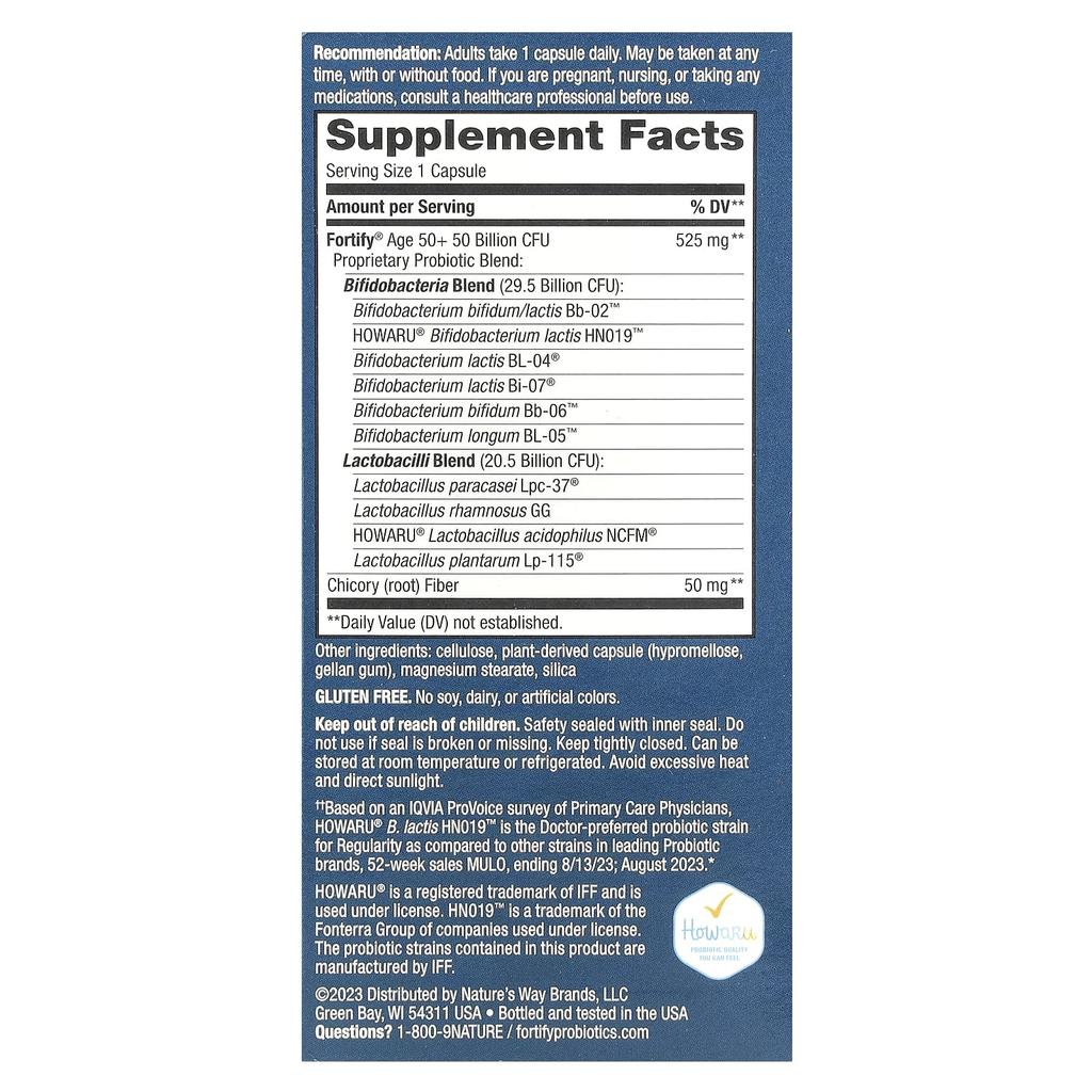 Nature'S Way, Fortify® Extra Strength Probiotic, Adults 50+, 50 Billion, 30 Delayed Release Capsules