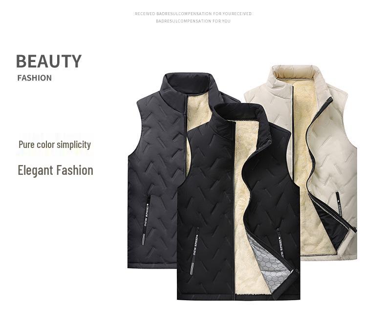 Herren Lammwolle Baumwolle Fleecegefütterte Winterweste - Dick, Warm, Ärmellose Oberbekleidung