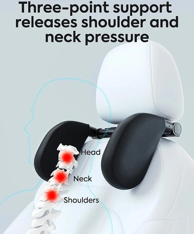 Ergonomic Car Headrest Cushion – Adjustable Strap, Washable Cover for Road Trips