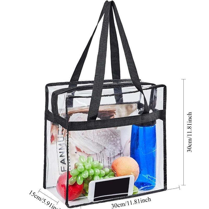 1/2pcs Clear Tote Bags with Zipper, Large Capacity Transparent Shoulder Bag, Waterproof Multipurpose Totes for Daily Use