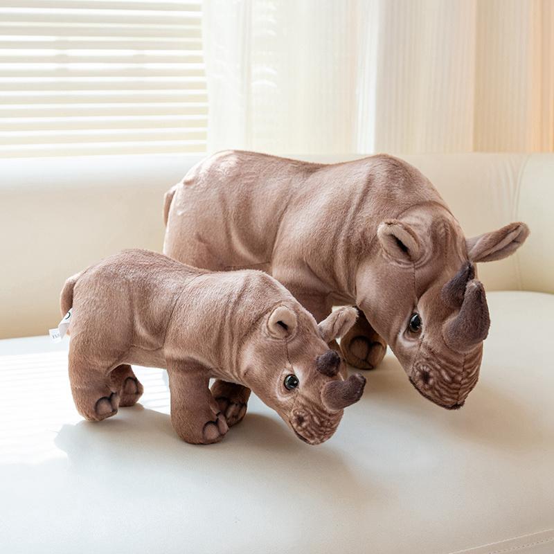30-45Cm Realistic Rhino Plush Toy Stuffed Animal Rhino Pillow Soft Rhinoceros Kawaii Doll Perfect Birthday Gifts Kid Room Decor