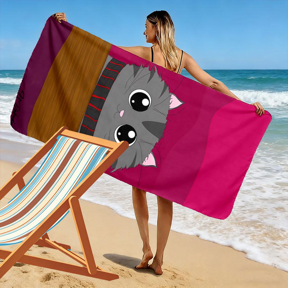 Fluffy Feline Charm. Print Beach Towel, Quick Drying, Suitable for Travel, Outdoor Sports, Jogging, the Beach and Swimming, Gift