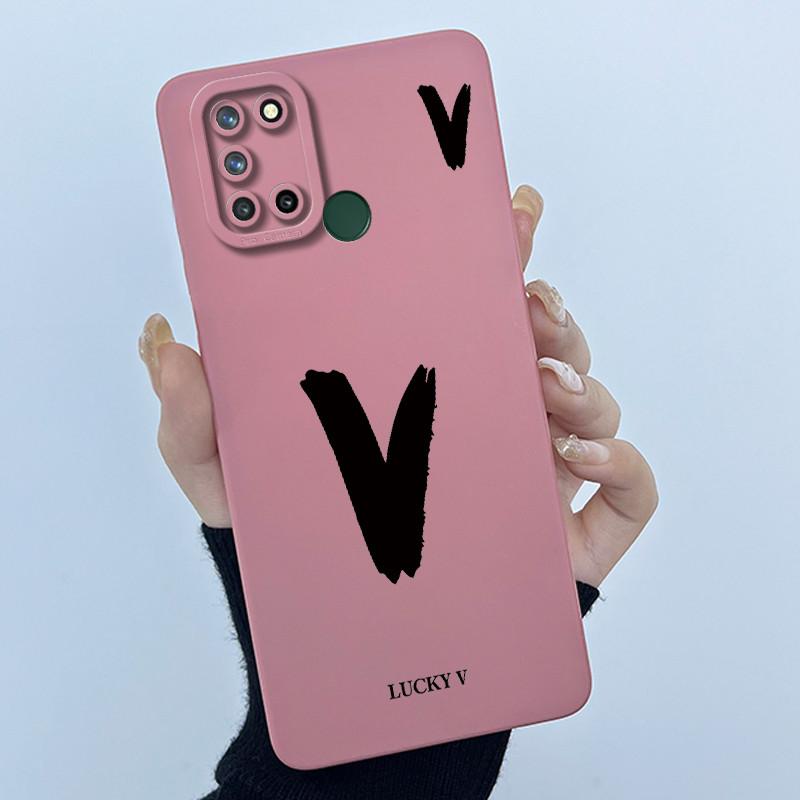 Casing For Realme 7i 7 i RMX2103 Realme C17 RMX2101 Phone Case Lucky Initial Letter Silicone Matte Soft Shockproof Bumper Cover