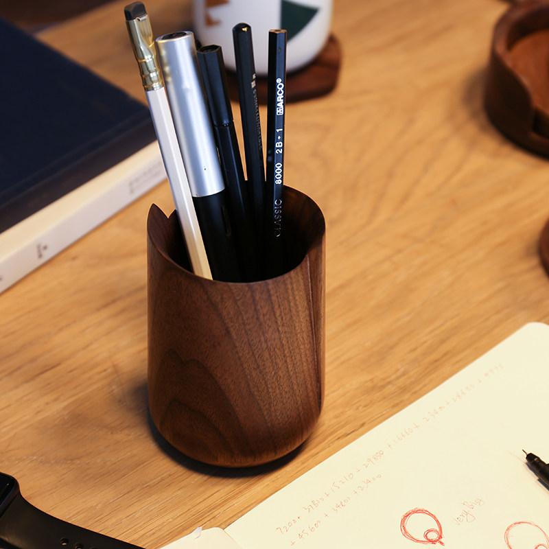 Portable Vintage Pen Holder Wooden Pens Containers Luxury Accessory Storage Boxes Minimalist Office Organizer Box Furniture