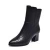Women Ankle Boots Fashion Short Soft Leather High Heel Ladies Shoes Side Zipper for Women