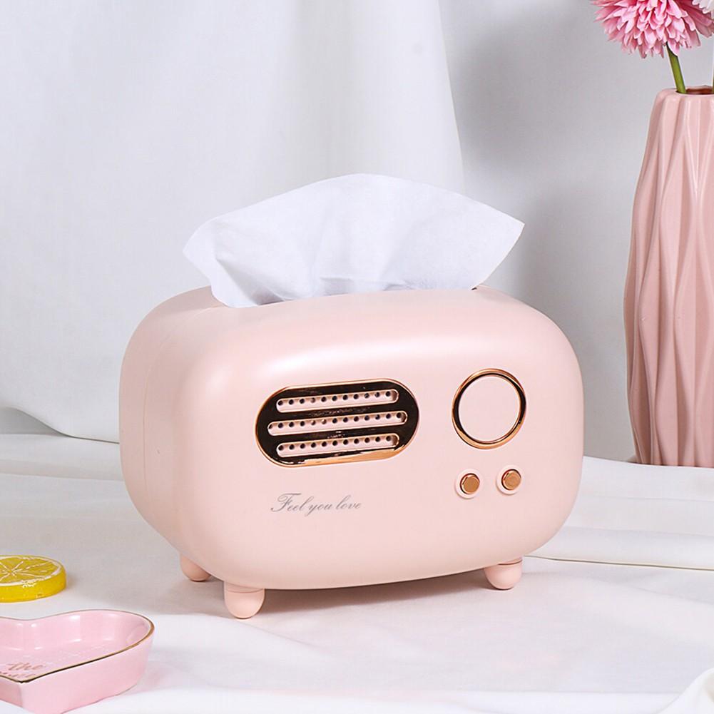 1 X Retro Radio Model Tissue Box Desktop Paper Holder Vintage Dispenser Storage Napkin Case Organizer Wet Wipe Decoration Box