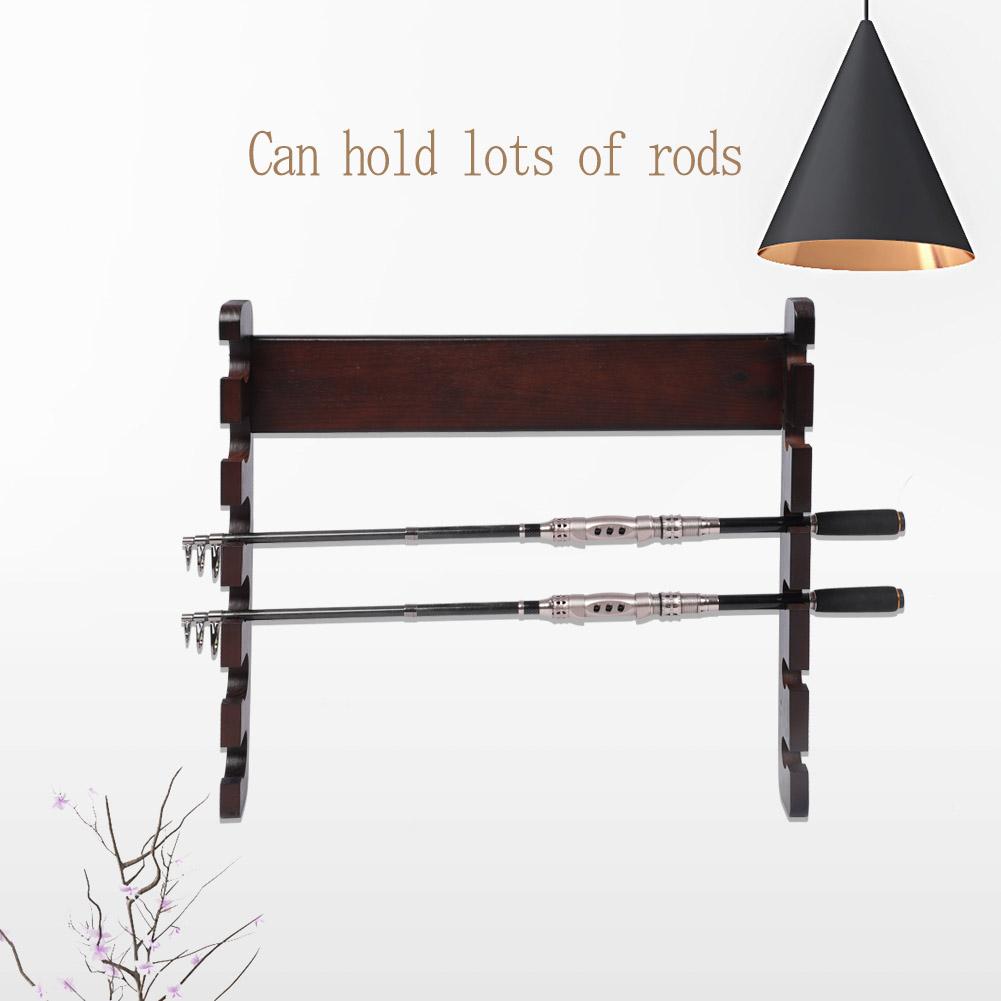 

Wood Fishing Rod Pole Reel Holder Mount Rods Rack Organizer Carrier Accessory (Teakwood color)