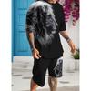 Freizeit Sport Set Atmungsaktives Outdoor Herren T-Shirt Shorts Sommer 3D Gedrucktes Erwachsenen Set