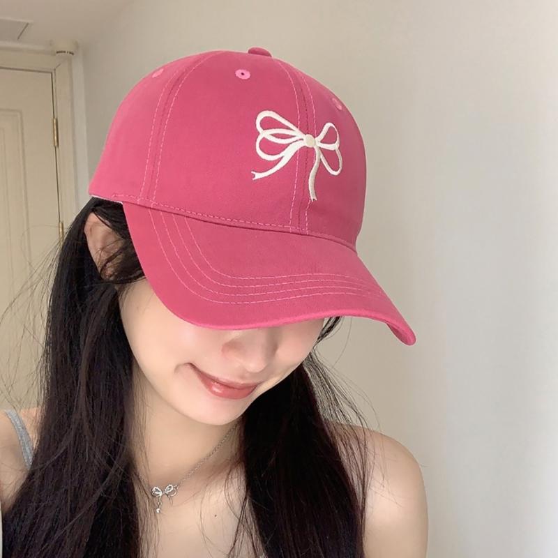 Embroidered Bowtie Hat PonytailHat Long Brims Baseball Hat Fashionable Sun Hat