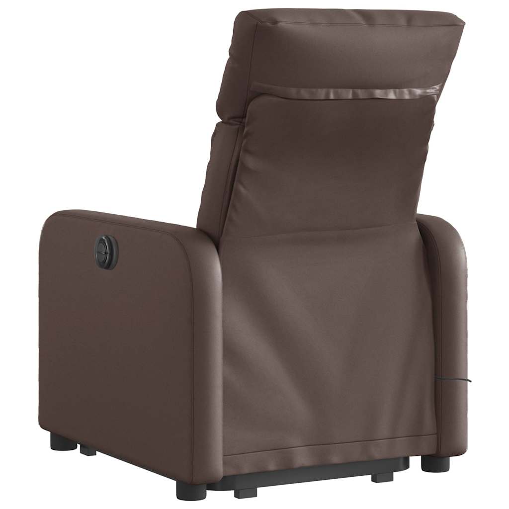 Vidaxl Reclining and Standing Upright Armchair with Massage, Electric, Brown