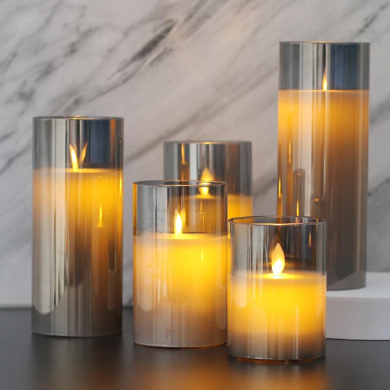 LED Simulated Swinging Glass Candle Holder for Christmas, Birthday Parties, Weddings, and Decor Atmosphere.