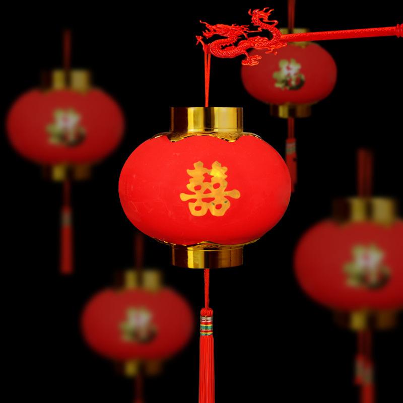 4Pcs Chinese New Year Red Lantern Spring Festival Hanging Lanterns Mid-Autumn Portable Palace Lantern New Year Pendant