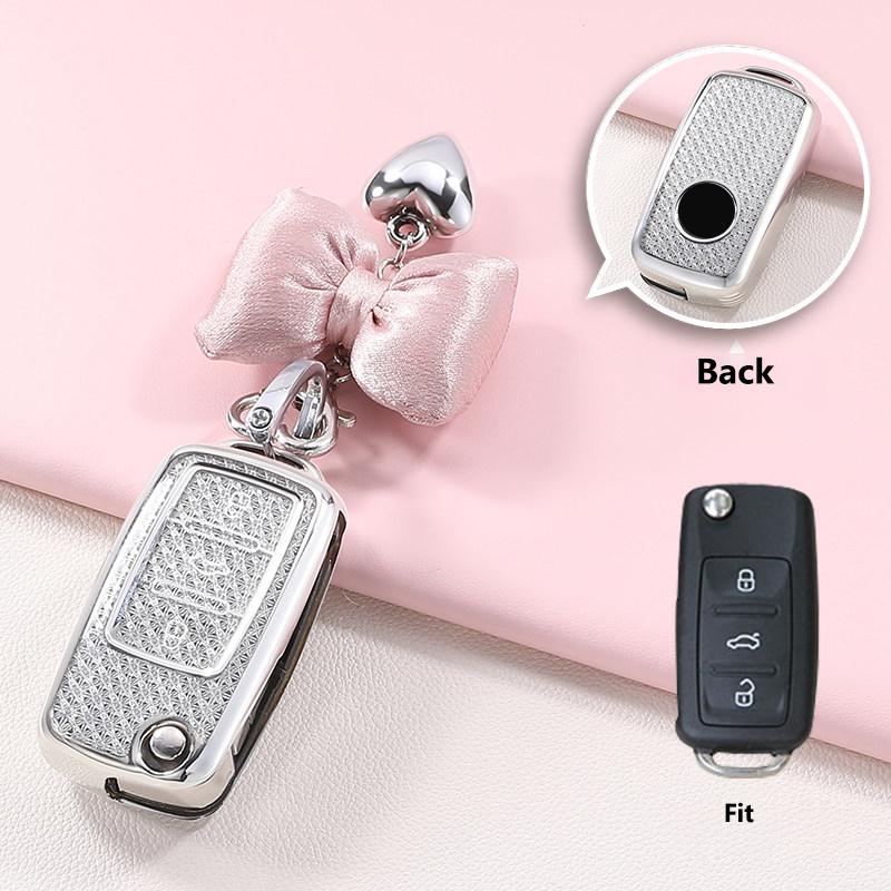 Crystal Tpu Key Case Flip Folding For Volkswagen For Vw Polo Golf Passat Tiguan T5 Skoda Octavia Seat Leon Altea Key Cover Fob