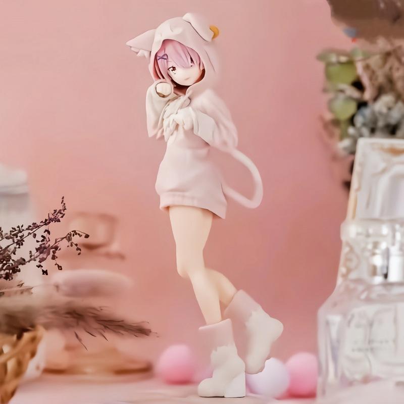 Re from scratch in a different world life Cat Ear Rem Sakura Rem Figure Anime Girl Chassis Ornament