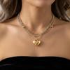 Punk Gold Color Heart Pendant Necklace for Women 2026 Trendy Multi-layer Charm Link Chain Beaded Choker Y2K Jewelry Accessories