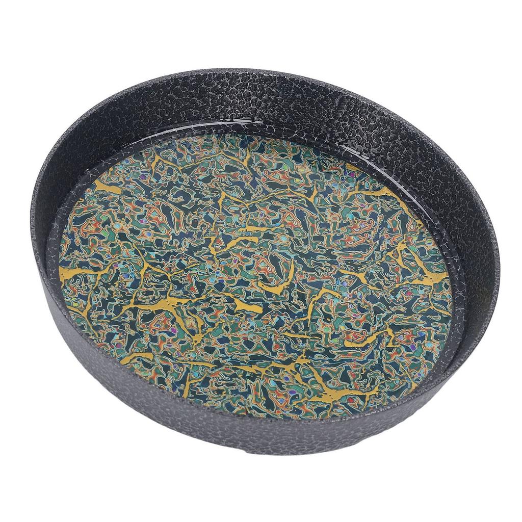 Kleines Teebrett Komplexes Muster Rund Legierung Dekorative Tee Serviertablett für Zuhause Terrasse Veranda Deck