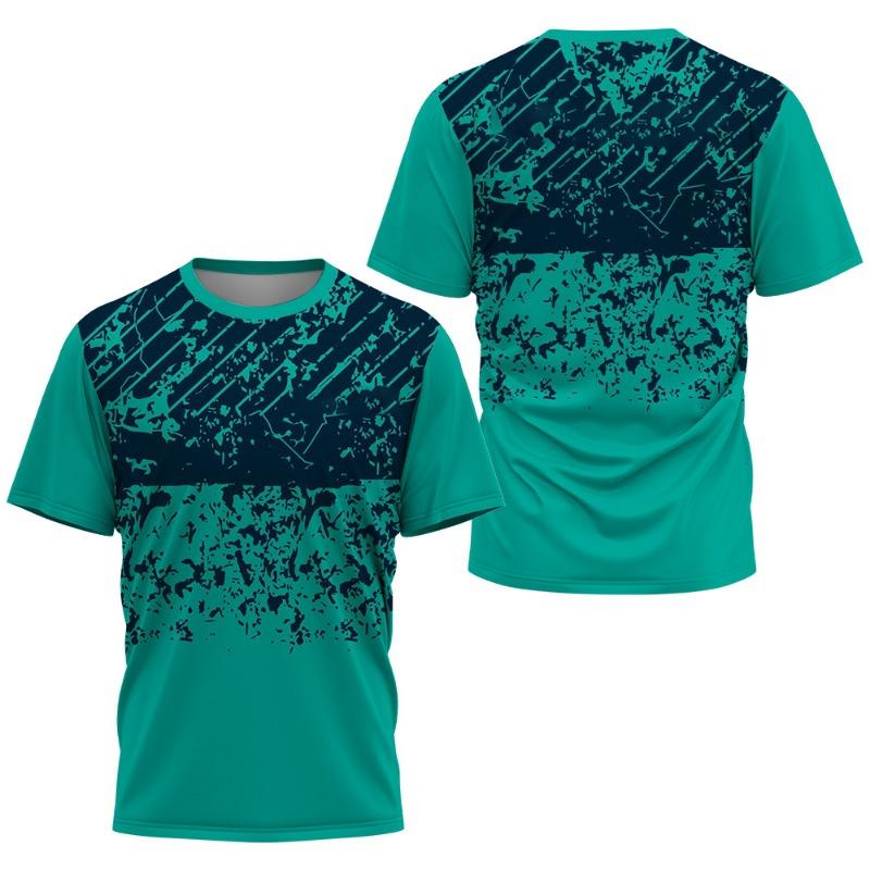 T-shirt à rayures dégradées tendance pour homme, vêtement d'été décontracté pour entraînement de badminton et de tennis de table