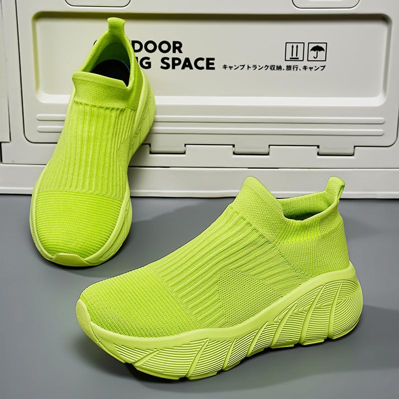 Spring and Autumn fly-woven socks shoes thick-soled large-size sports shoes shock-absorbing running shoes