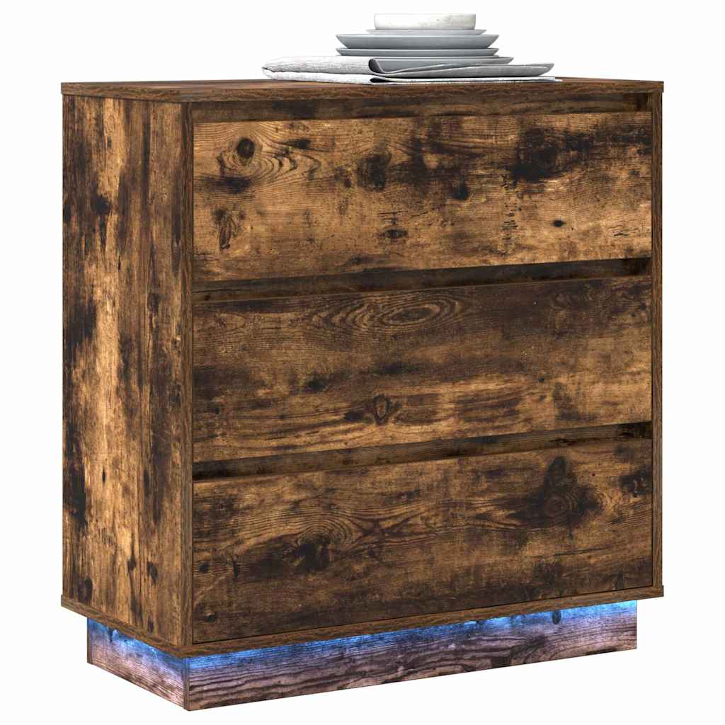Nightstand Smoked Oak 71 x 34.5 x 75 cm Engineered Wood