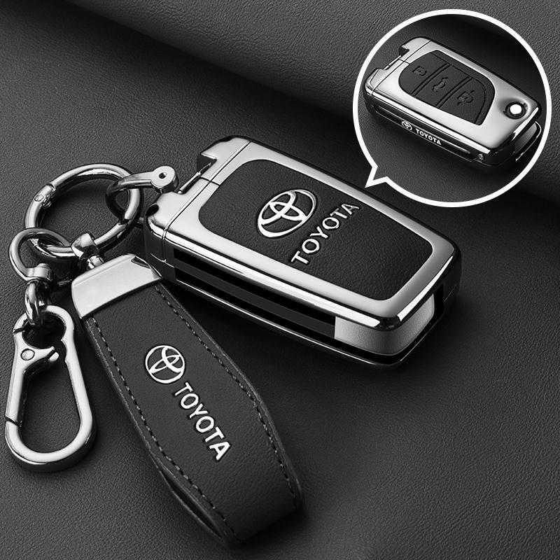 Leather Zinc Alloy Car Key Case for Toyota Corolla Hybrid 2021 Rav4 Land Cruiser Prado Camry Highlander Prius C-HR 2018+