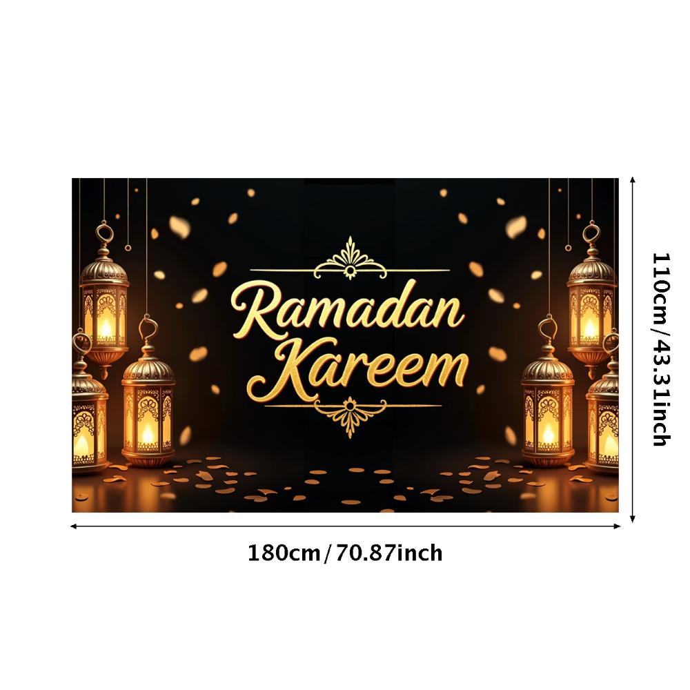 Ramadan Kareem Banner Mosque Lanterns Festive Welcome Backdrop Ramadan Mubarak Party Home Decor Photography Props Background